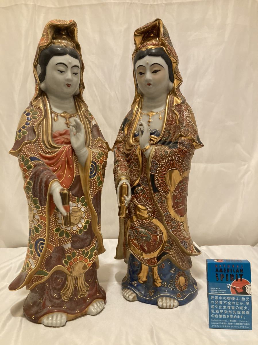 九谷焼 金蘭手観音図置物 九谷焼 金蘭手観音図置物 九谷焼金蘭手観音