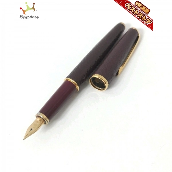 PLATINUM プラチナ 万年筆 ペン先 18K 革巻き ブラウン × ゴールド