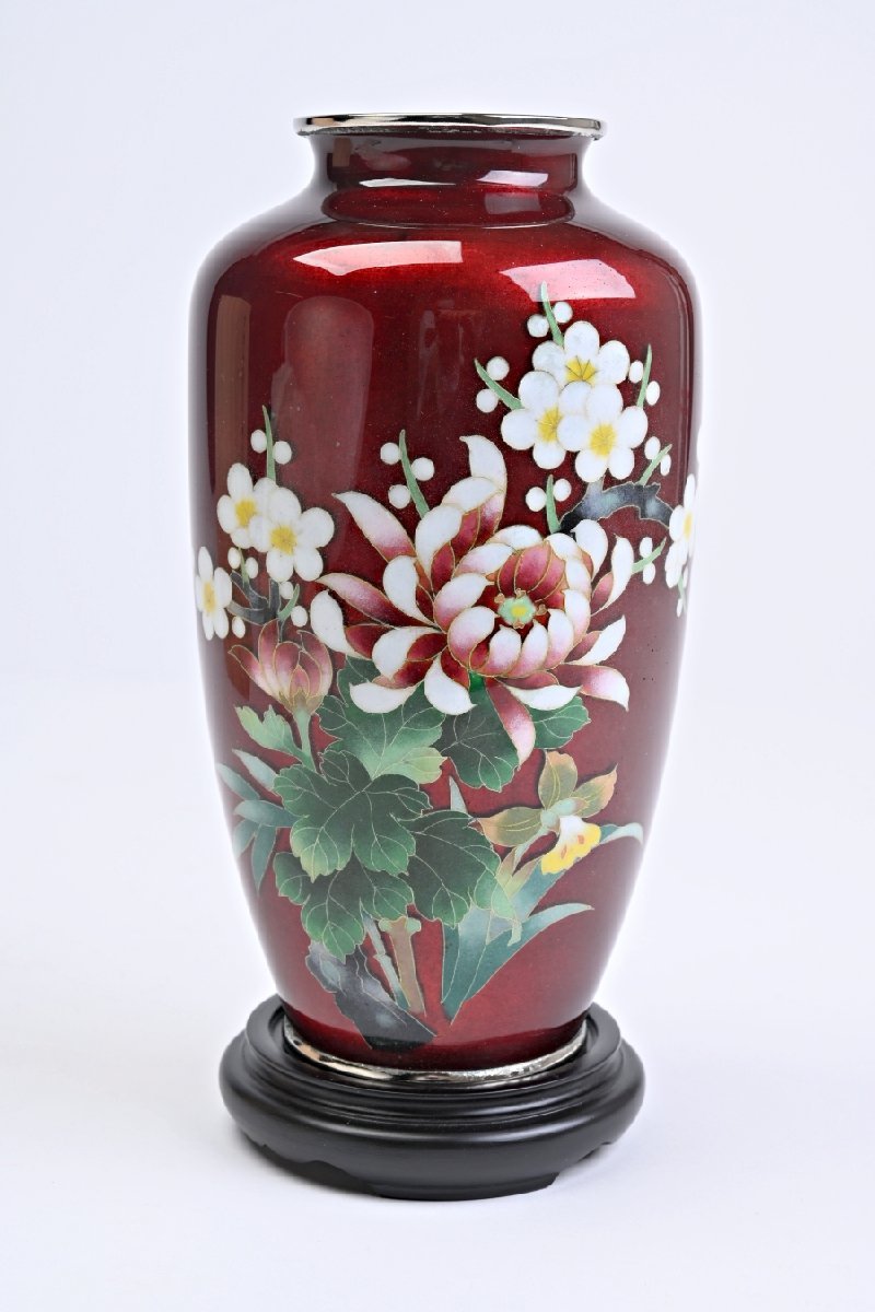 花瓶 七宝焼 赤透釉 9737A 高さ約31㎝ 贈答品・ギフトは安藤