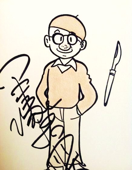 手塚治虫先生 直筆サイン色紙 自画像 (検 アトム 火の鳥)(サイン、直筆