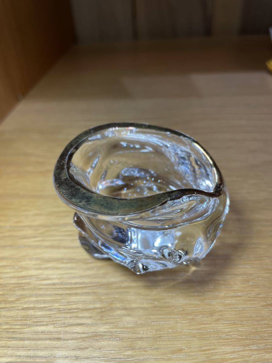 義山 水崎長寿 硝子栄螺 蓋置 茶道具 共箱 ガラス サザエ 義山 水崎