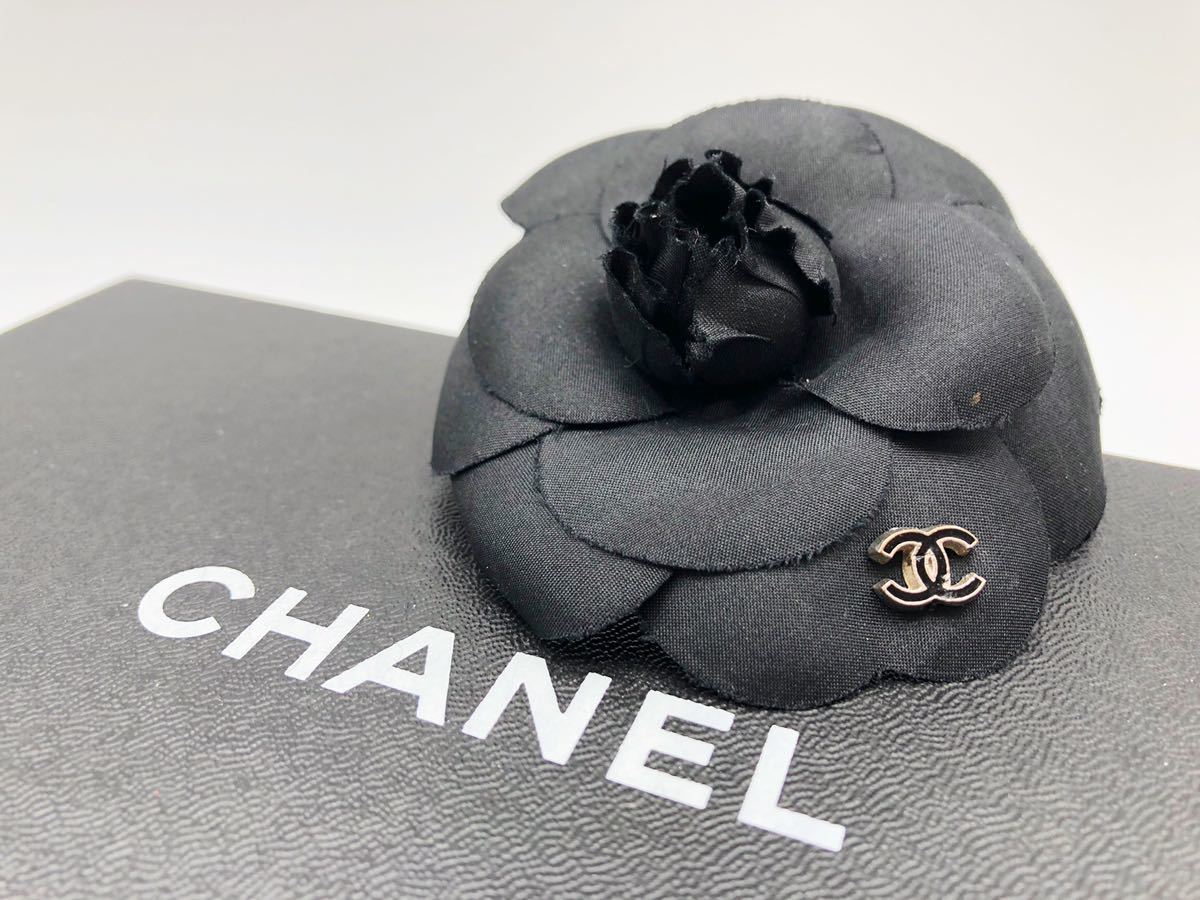 希少◇CHANEL◇シャネル カメリア コサージュ ブローチ 黒 ココマーク