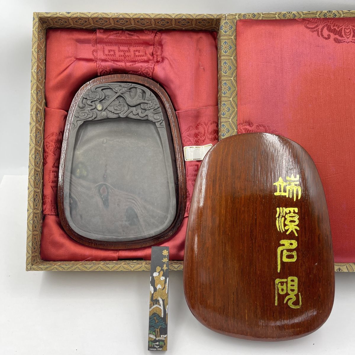 中国端渓硯 長方硯 石紋 中国四大名硯 骨董品 端渓硯