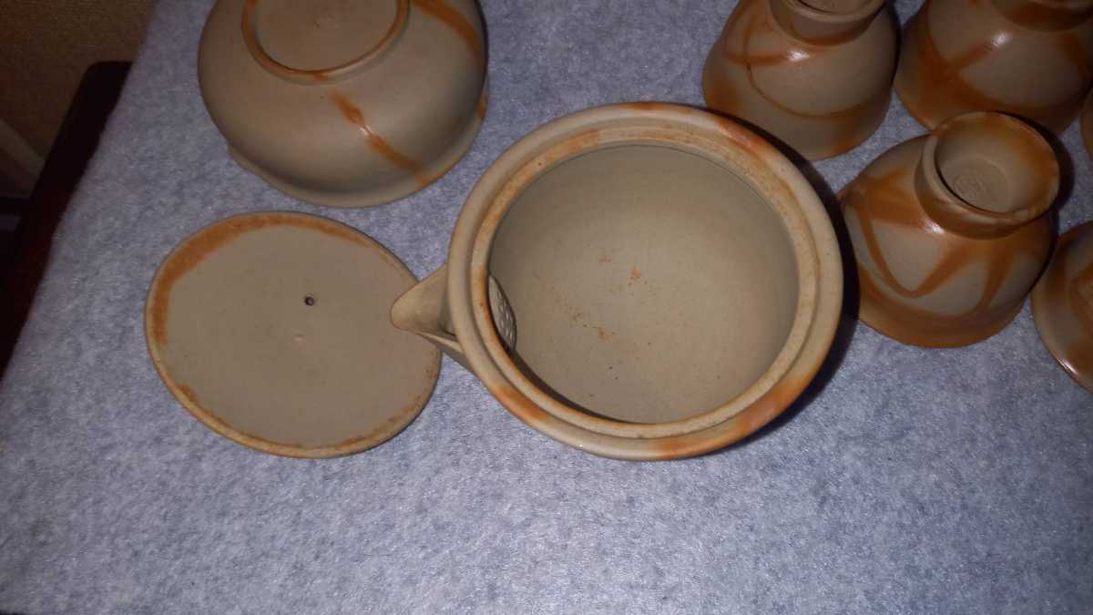 備前焼 木村陶峰 煎茶器 宝瓶 湯冷まし 茶杯セット J 備前焼 木村陶峰