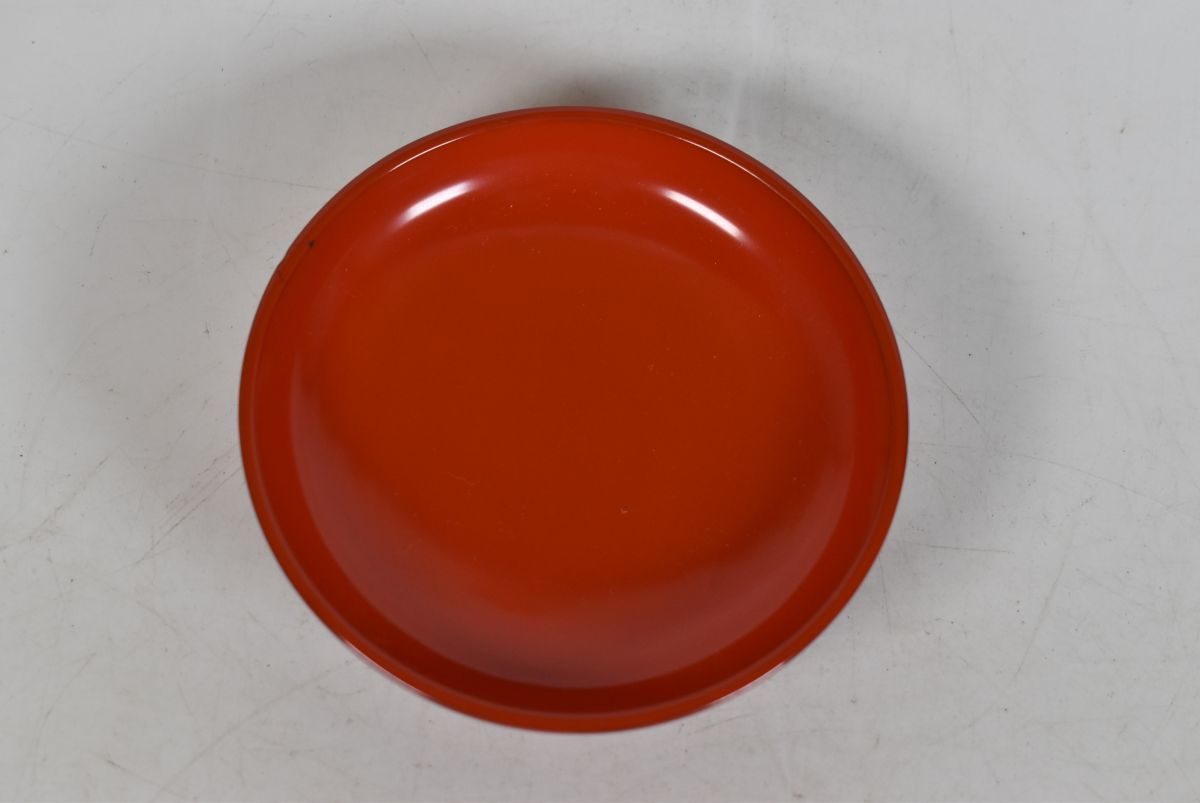 二代鈴木表朔 】藪内形朱塗盃「戌寅」共布＆共箱付【茶道藪内流十二代