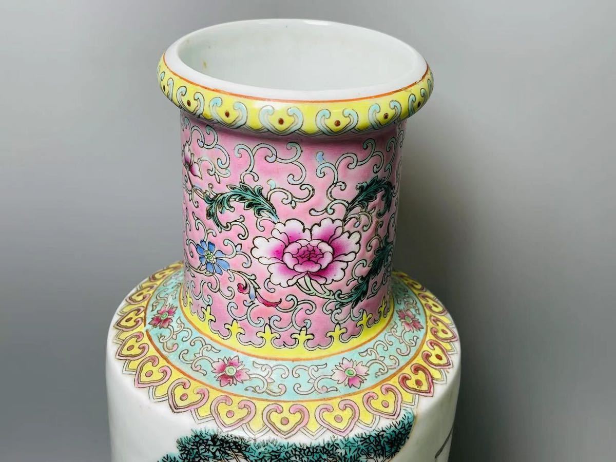 2615 中国骨董 乾隆年製銘 粉彩 桃の図 花入 時代物 【公式通販】