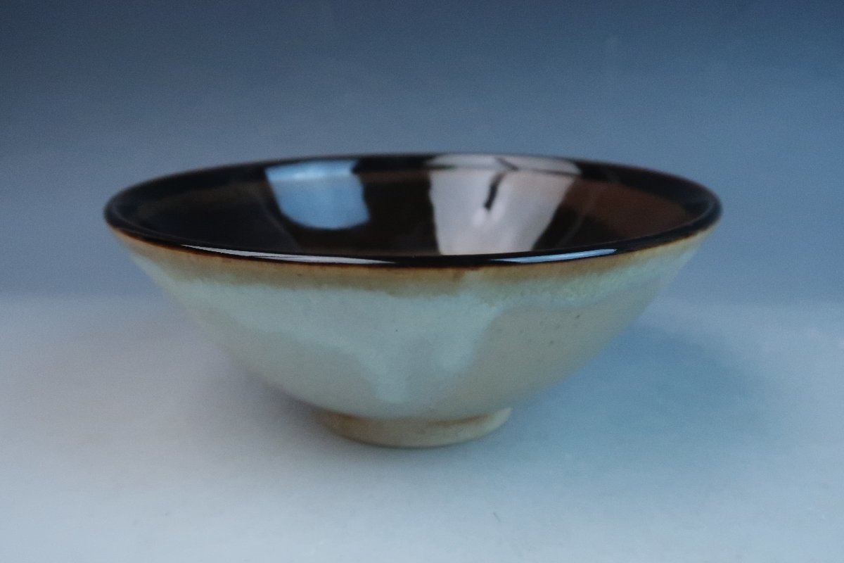 膳所焼 淡海ぜぜ 陽炎園 掛分 平茶碗 夏茶碗 抹茶碗 無傷