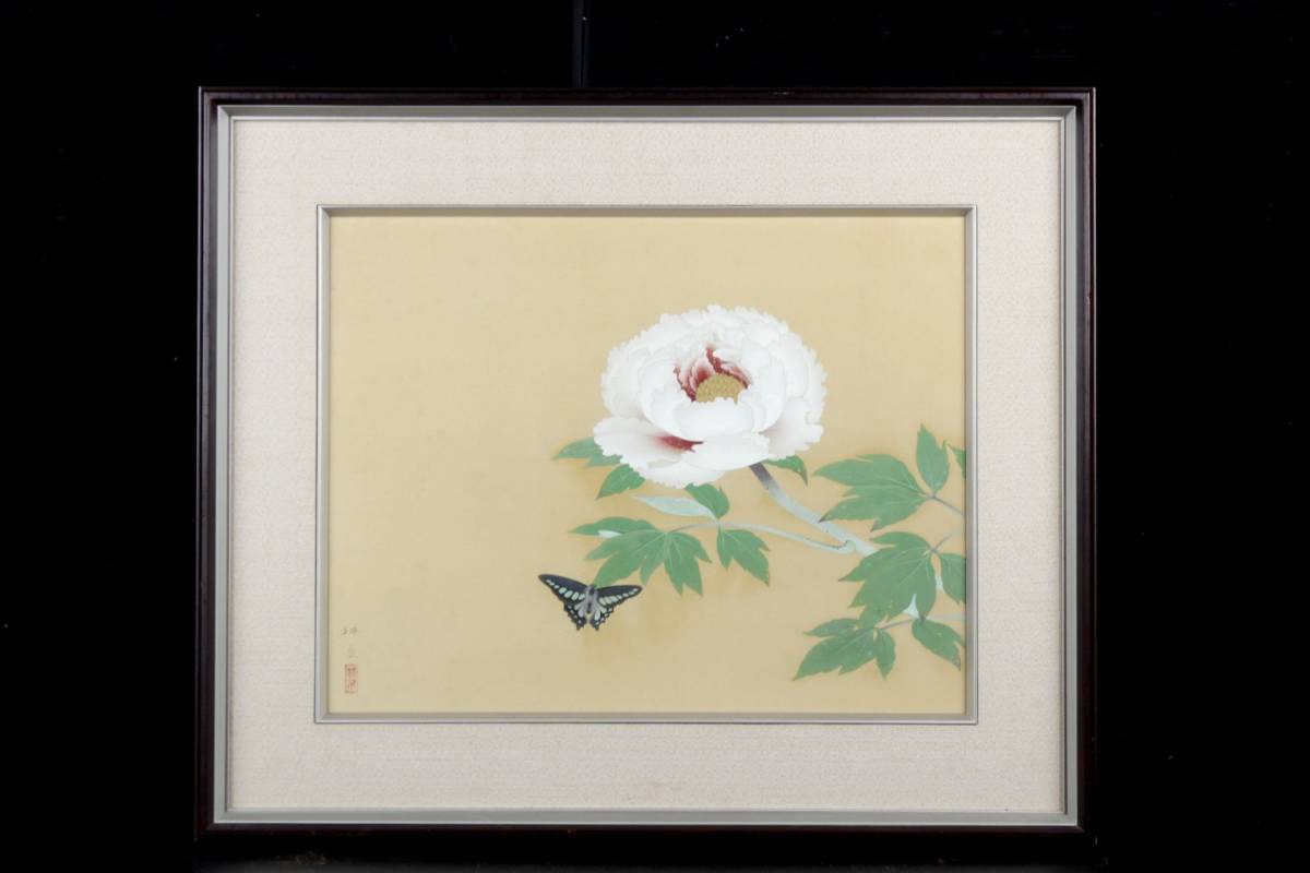 日本画 徳岡神泉作 花 10号 絹本 日本画 徳岡神泉作 花 10