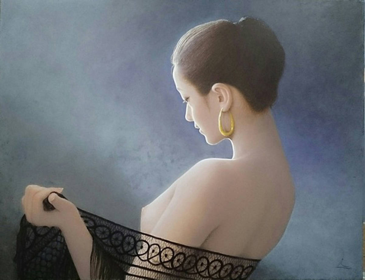 藤森久一□美人画□写実絵□裸婦画□『麗し』□油彩