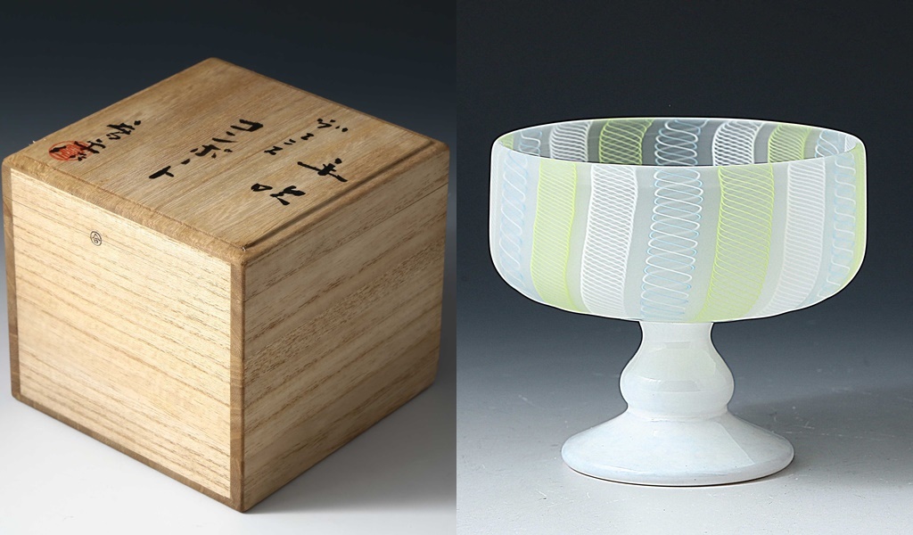 藤田喬平 手吹ガラス ヴェニス コンポート 共箱 文化勲章 美術品