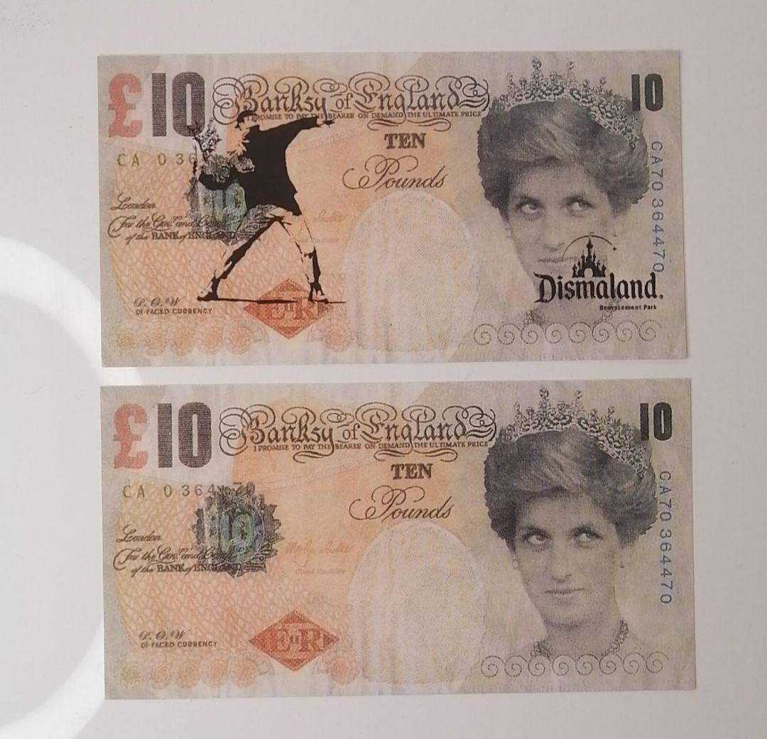 □バンクシー 額装済み 紙幣 Banksy Di Faced Tenner 札 ディズマランド