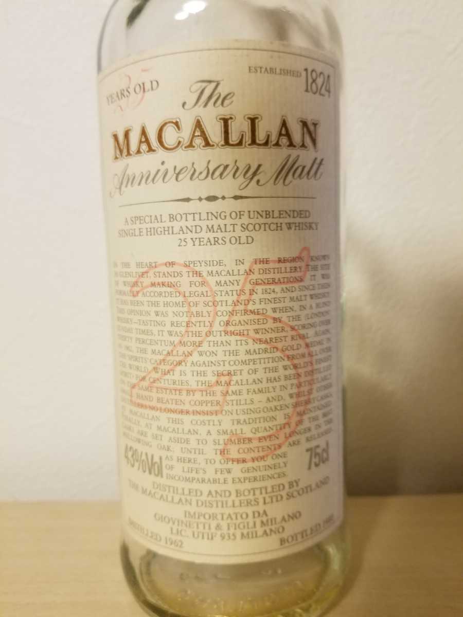 マッカラン25年 空瓶 アニバーサリー