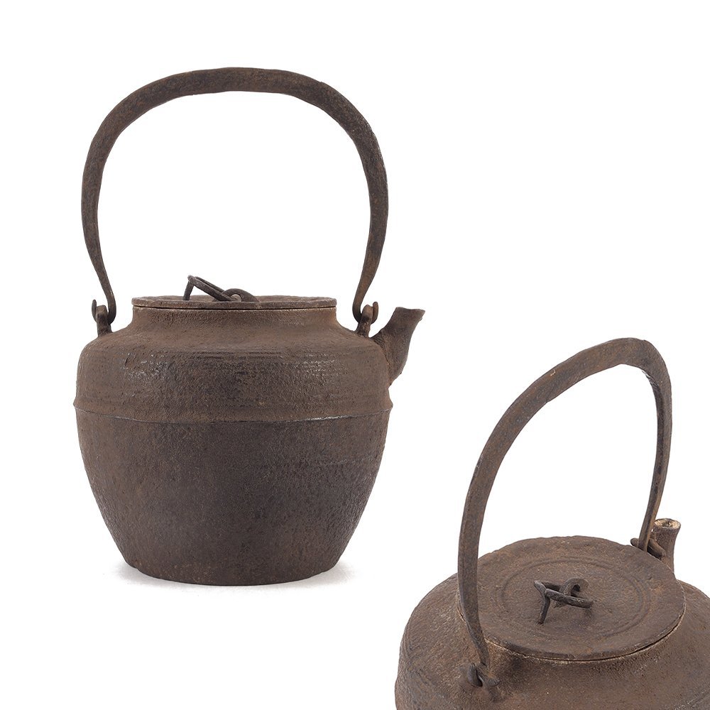 紫金堂忠三朗造 鉄蓋天明形手取鉄瓶 煎茶道具 骨董 T 紫金