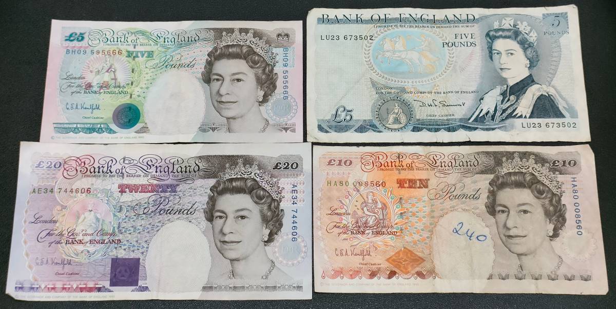旧ポンド紙幣 GBP 115イギリスポンド分 計7枚 Great Britain Pound海外旧