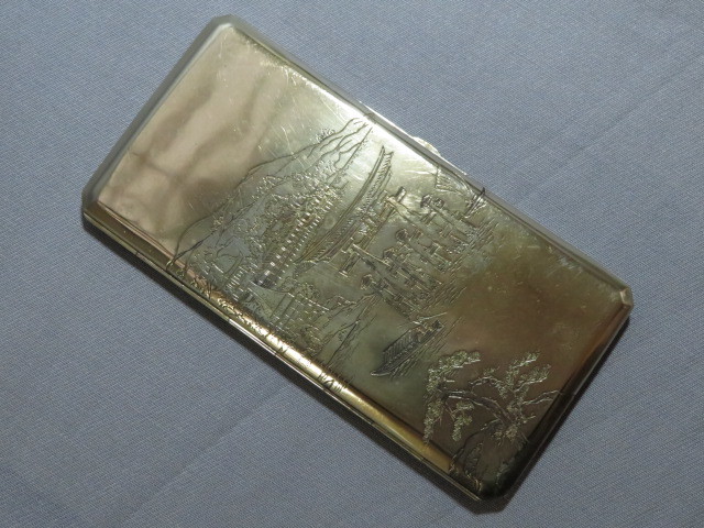 厳島神社 風景彫り 煙草入れ / シガレットケース 彫金細工 Yahoo
