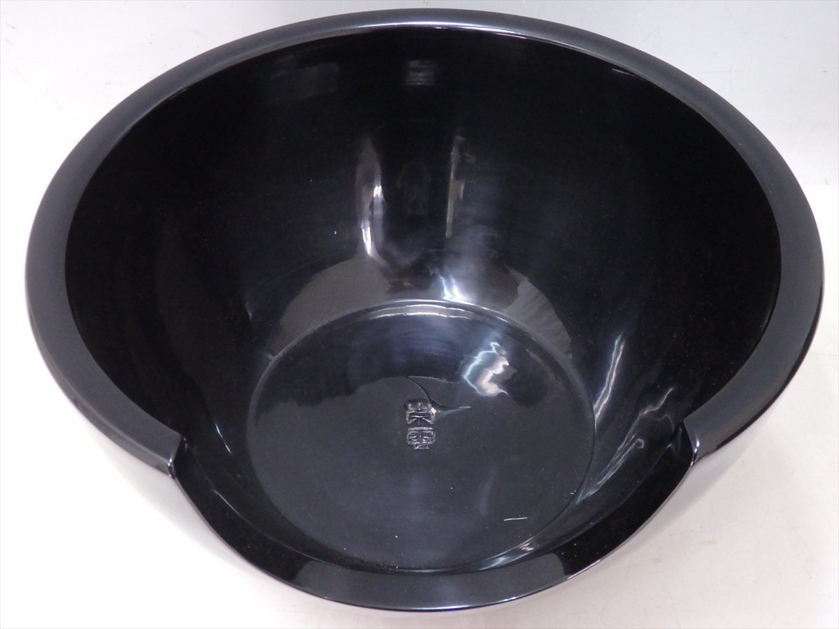 美品「母」 黒真塗 眉風炉 崇雲 土風炉 紙箱 茶道具 (1217F①