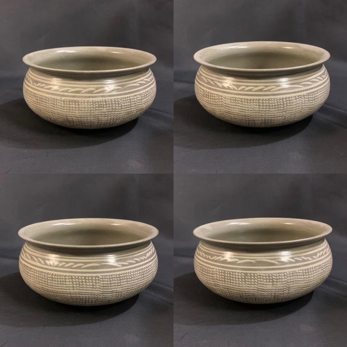 蓬14）韓国人間国宝 申相浩 「高麗印文三島 皆具揃」 茶道具 水指