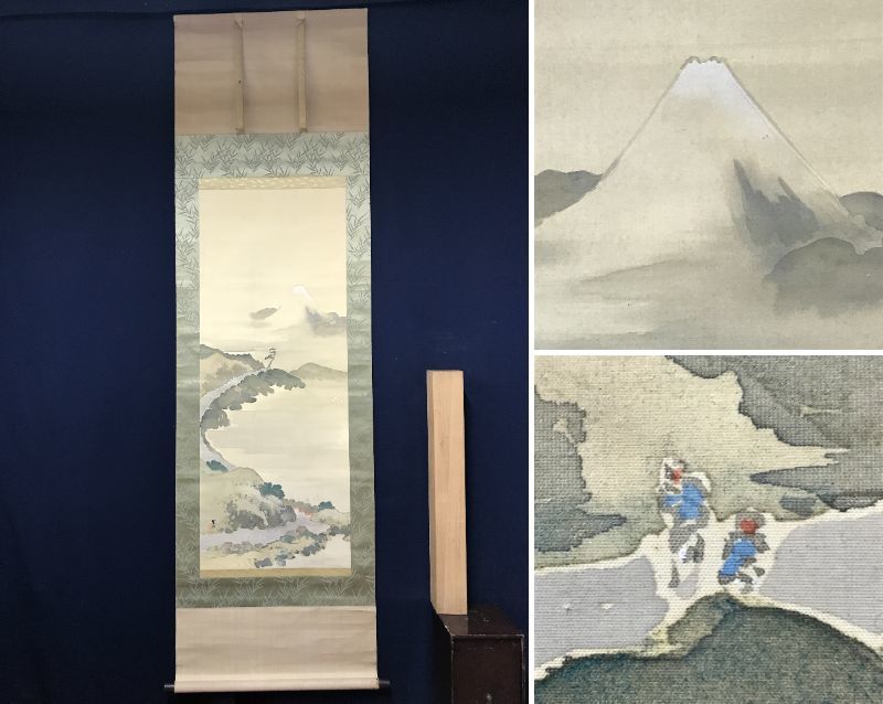 真作】犬伏真渕/牛上の女図/美人画/掛軸☆宝船☆Y-282JM