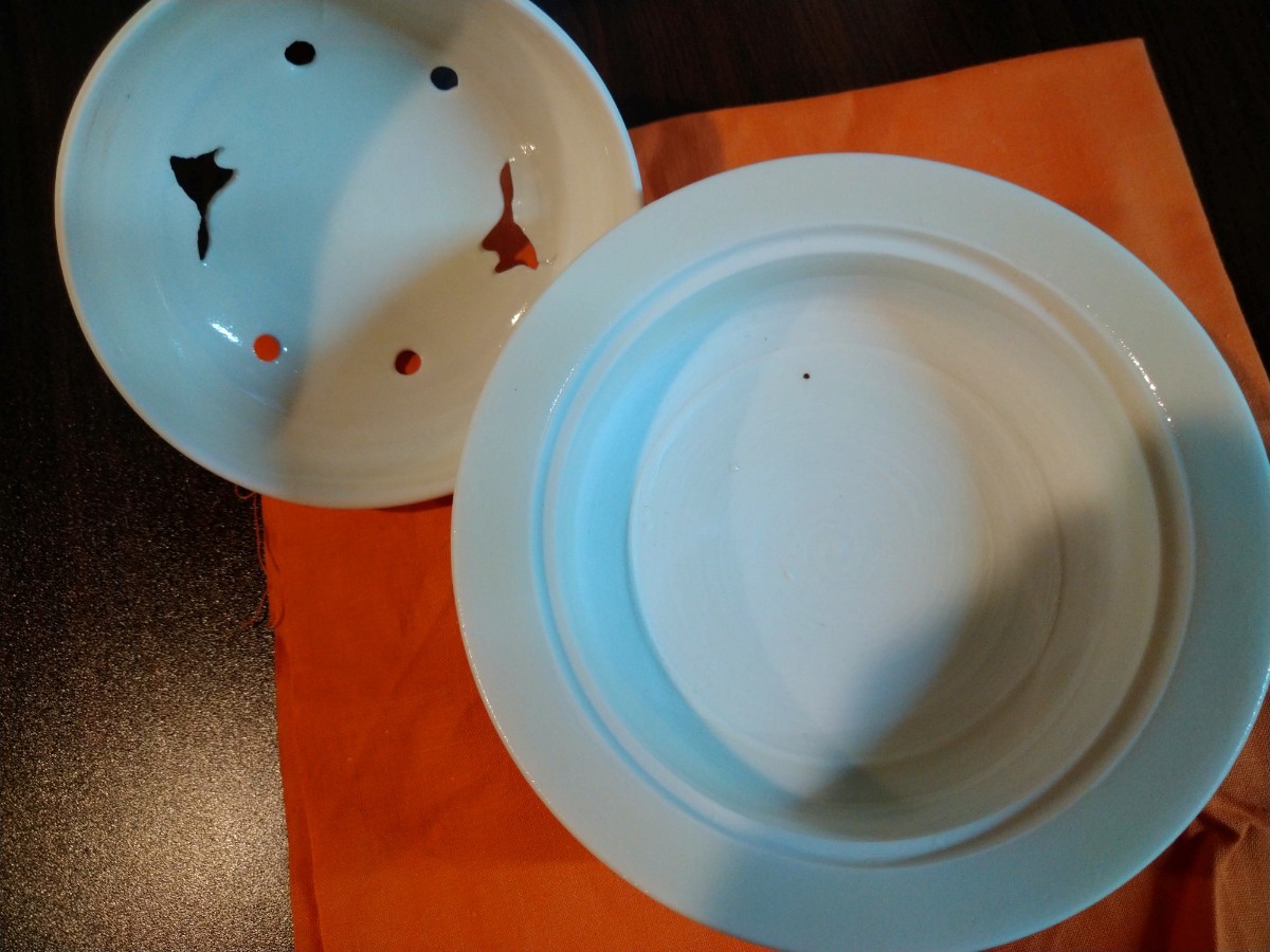 未使用保管品 高麗陶房 宮岡 英夫 白磁 千鳥 香炉 茶道具 共箱＆