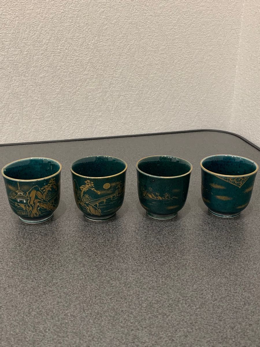 1898 九谷焼 猪口 4客 時代物 1898 九谷焼 猪口 4客 時代物 九谷 お