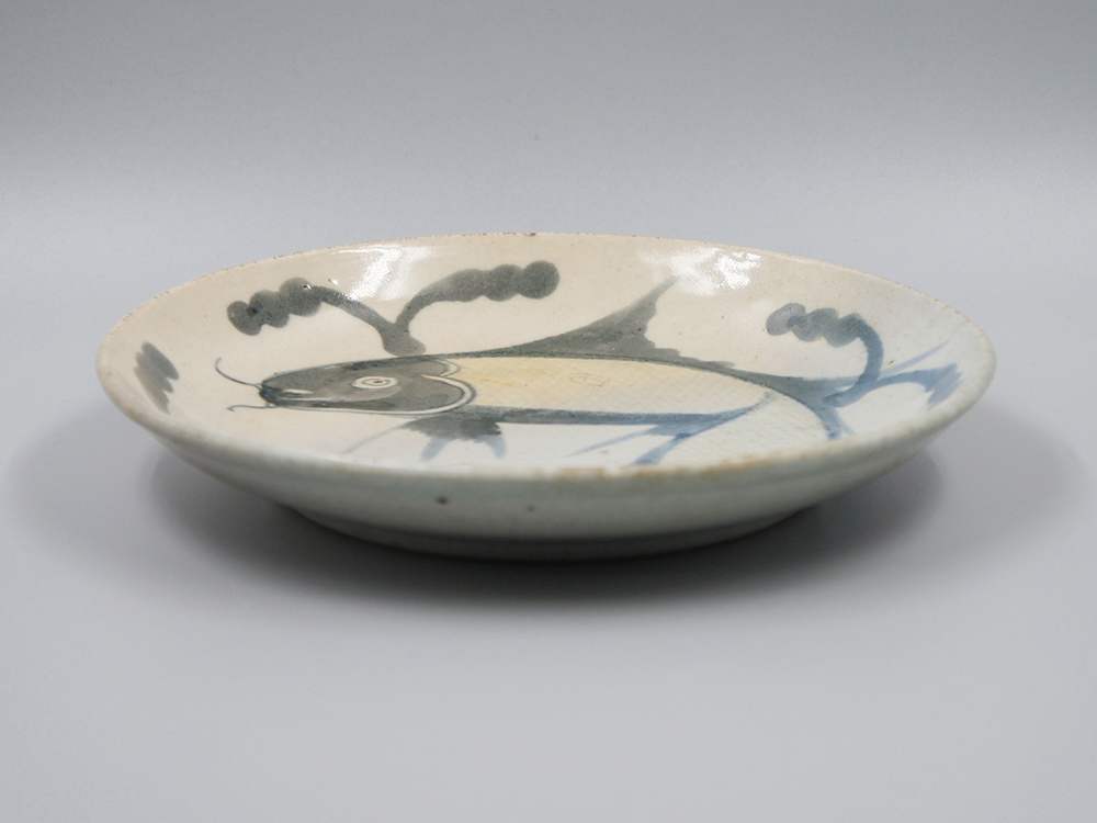 中国美術】 ☆ 瓷器 青花釉裏紅鯉魚紋盤 ☆ 清朝期 染付 辰砂