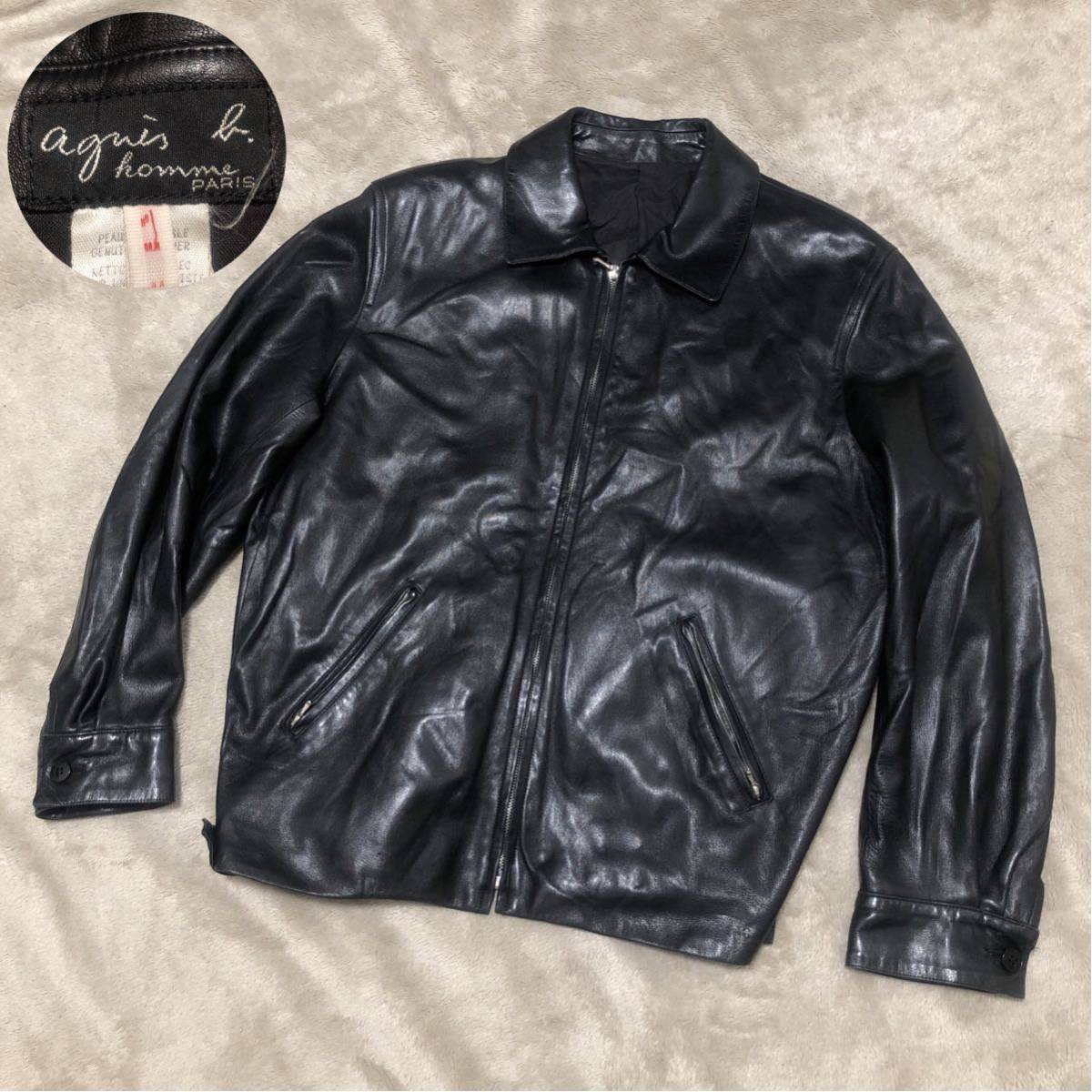 希少 高級 agnes b homme アニエスベー オム レザージャケット 本革