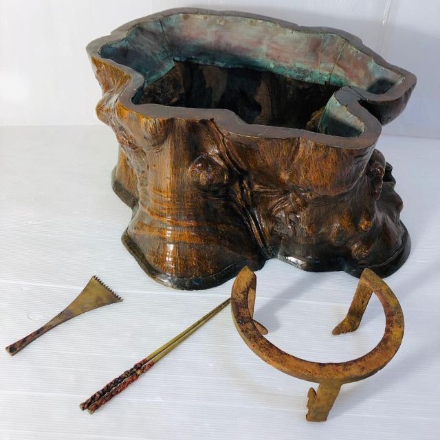 ☆希少☆ 天然木 切り株火鉢 昭和レトロ 古民家家具 囲炉裏 く