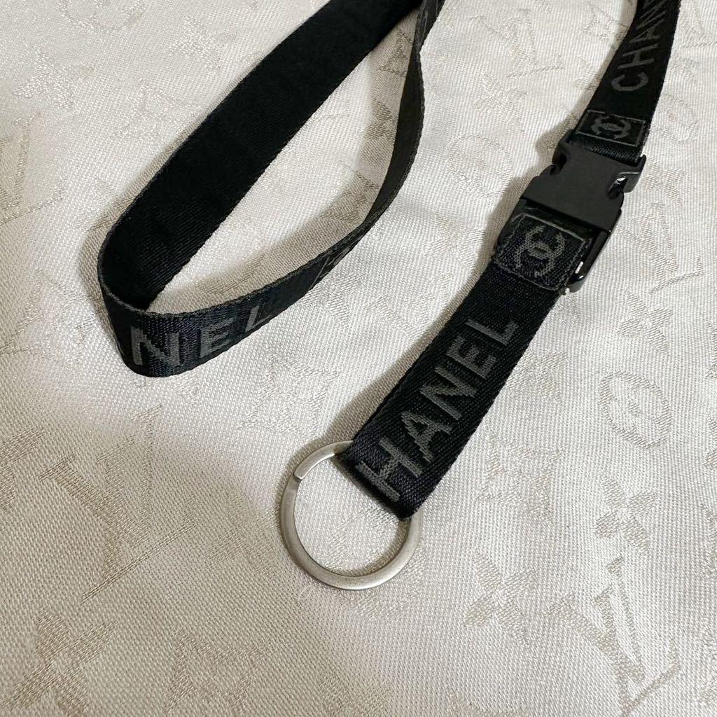 希少 CHANEL シャネル ネックストラップ ココマーク ロゴ ブラック 首