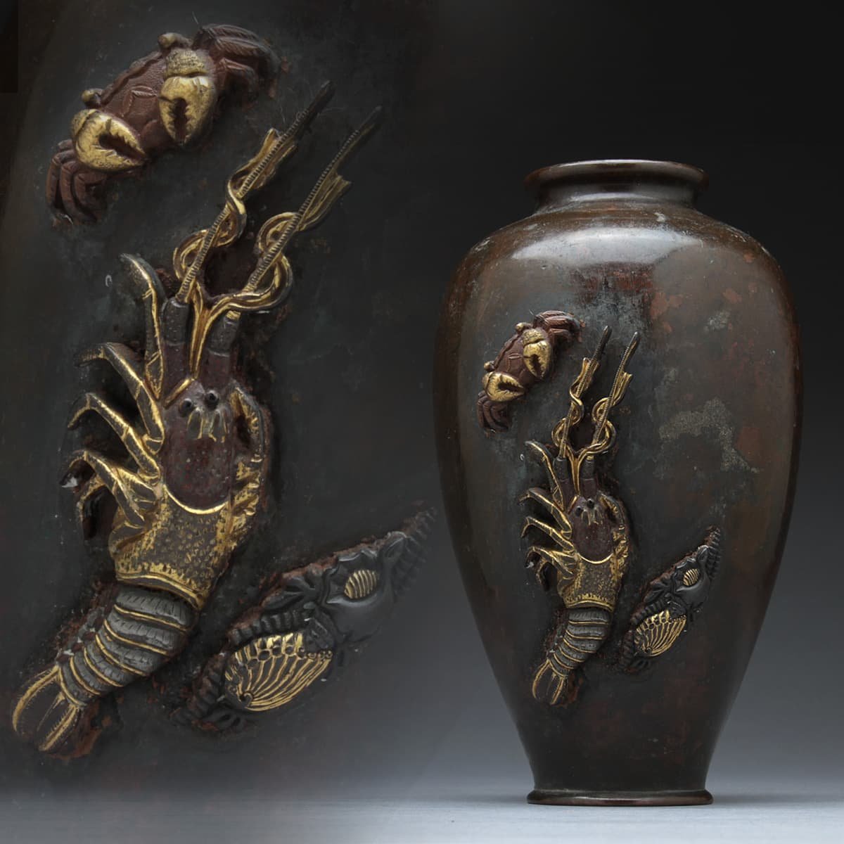 2647 古銅 エビス 花瓶 時代物 【公式通販】