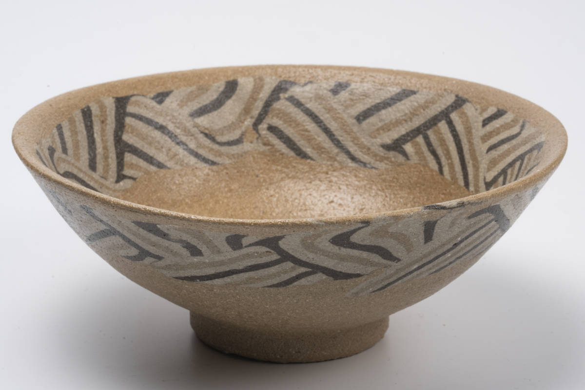 水野双鶴 練込茶碗 瀬戸市指定無形文化財 平茶碗 「茶道具・抹茶茶碗