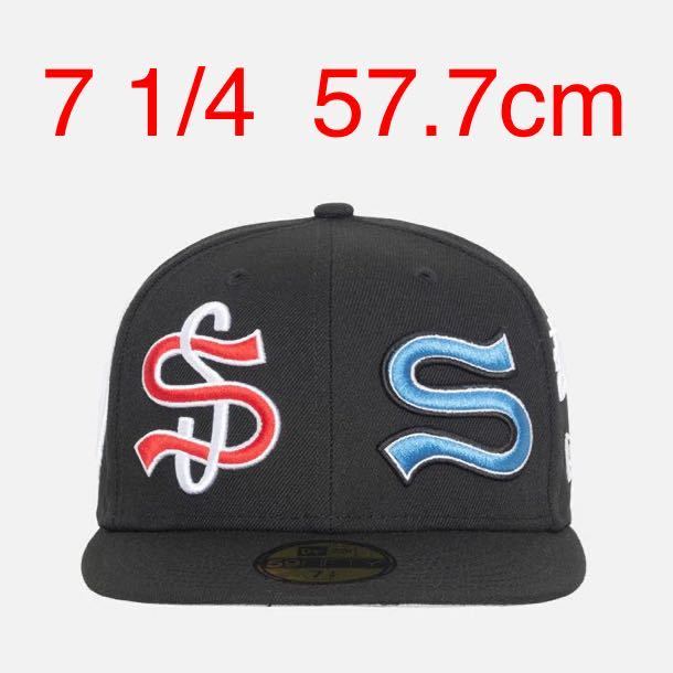 新品 レアサイズ Stussy New Era SS Logo Cap Black 7 1/4 57 7cm