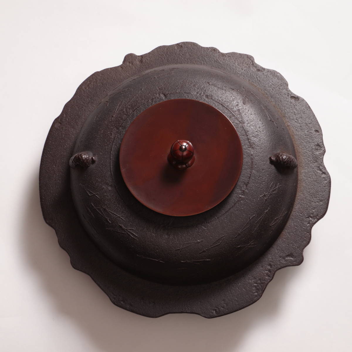 □人間国宝 釜師 高橋敬典 作 透木釜 竹地紋 在銘 釜