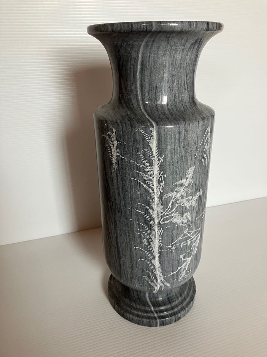 高級感】大理石 彫刻 花瓶 壺 山水彫刻 高さ45 5cm 重さ10kg 天然石