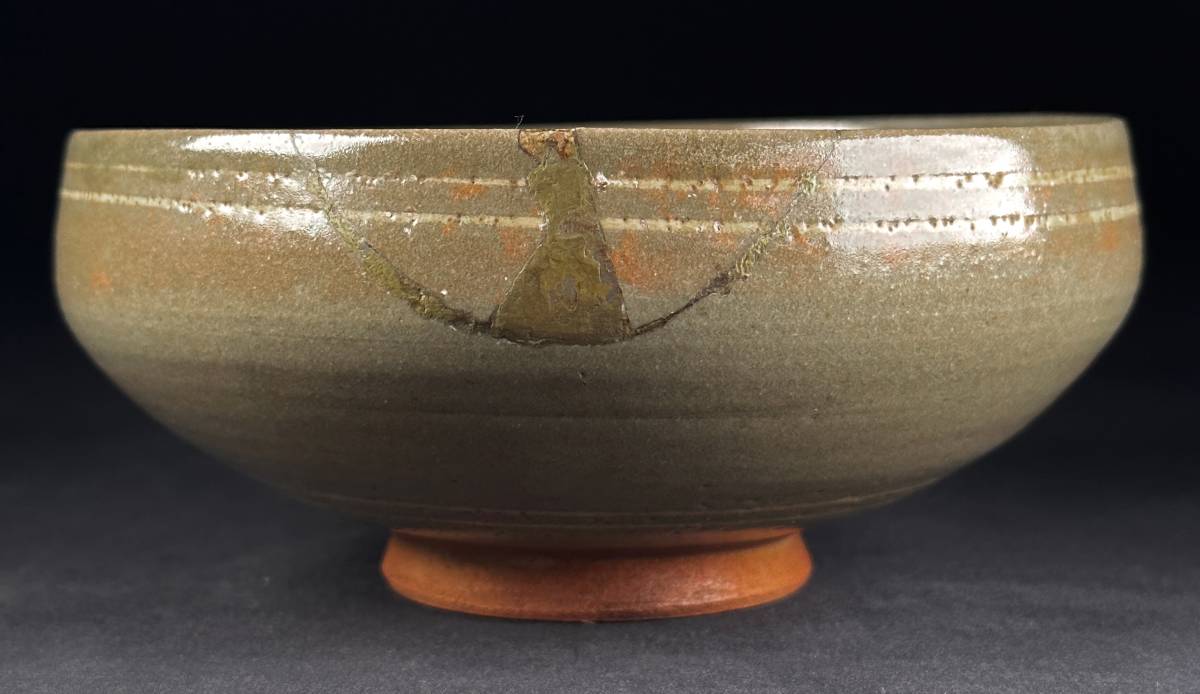 茶碗□時代物！江戸期 初窯焼 亀陶園 お茶道具 かなり古い抹茶碗 金