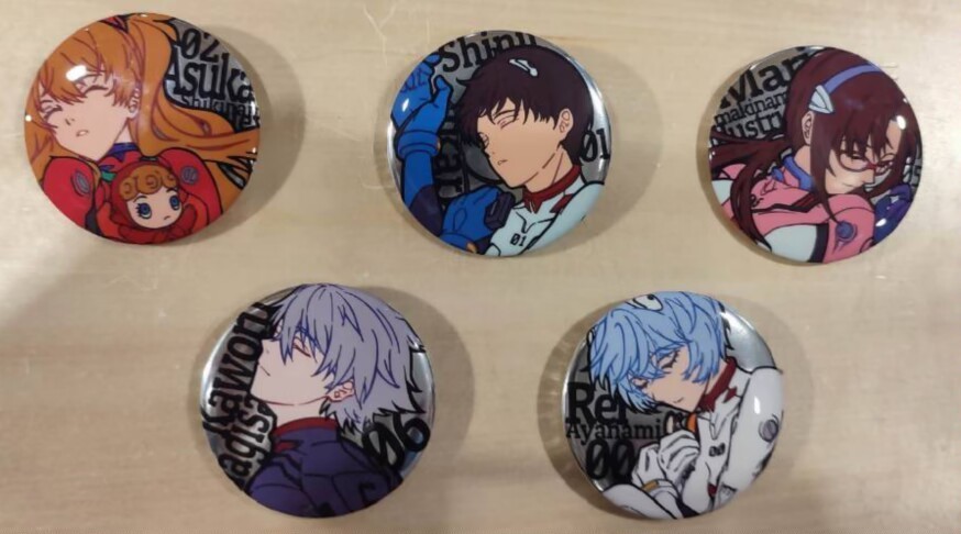 えゔぁ屋 缶バッジ レイ アスカ カヲル 新世紀エヴァンゲリオン EVA