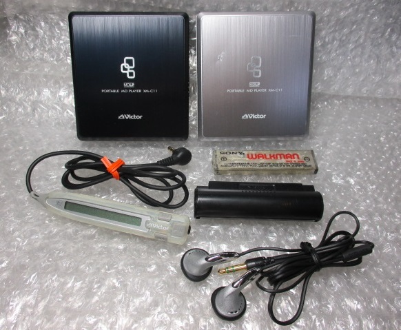 ◇動作品2台 Victor ビクター ポータブルMDプレーヤー XM-C17(ブルー