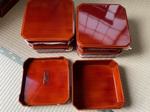 飛騨春慶塗 大徳寺弁当箱 縁高 重箱 五客 茶道具 茶懐石