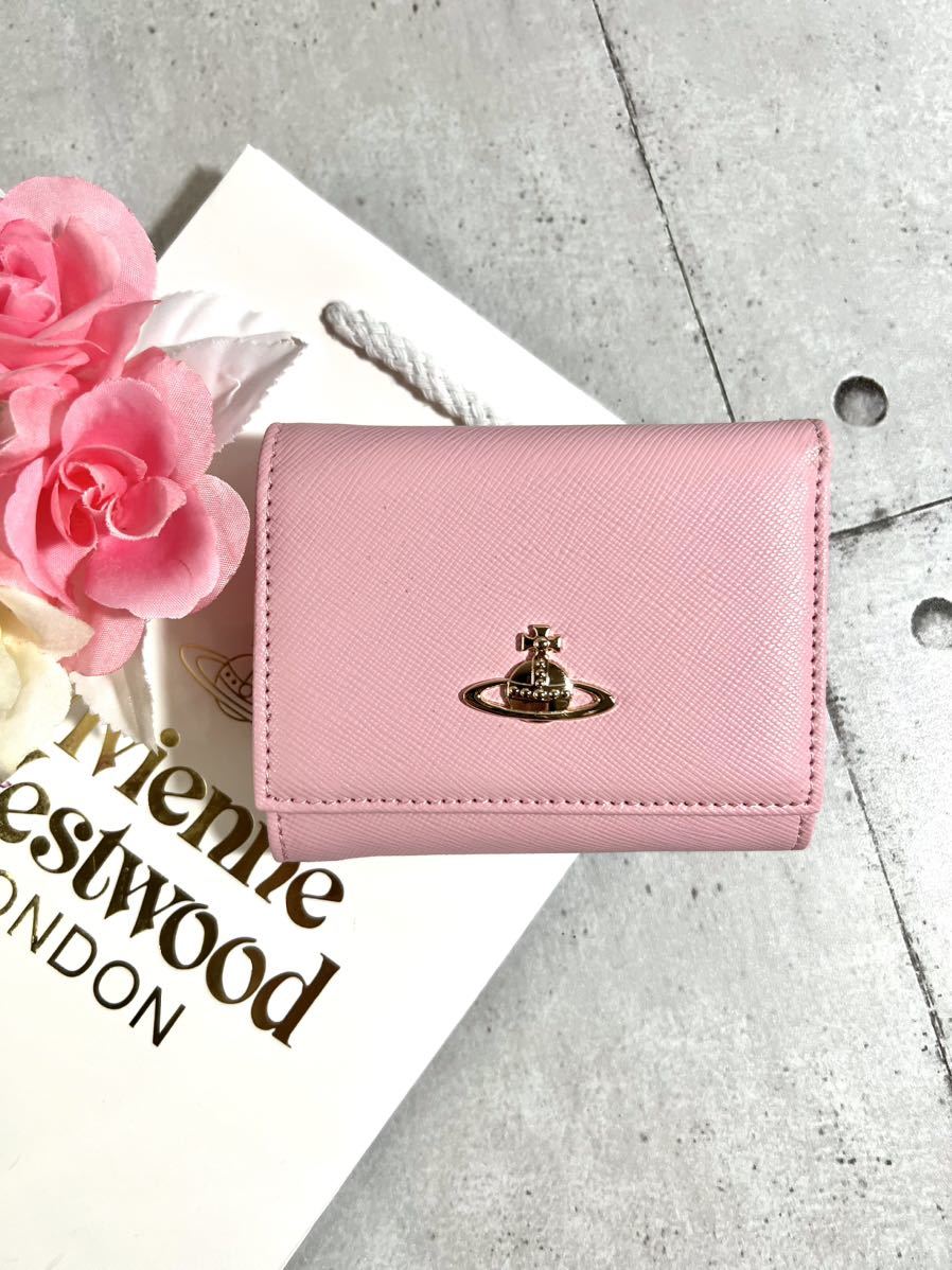 Vivienne 最高 Westwood オンライン限定 三つ折り財布 ピンク 日本限定