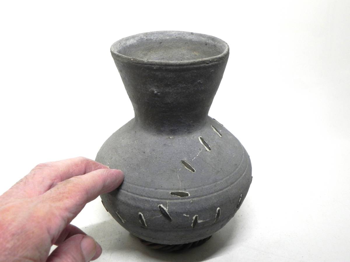 須恵器長頸瓶 発掘 考古 花生 花飾り 骨董古道具 須恵器長頸瓶 発掘
