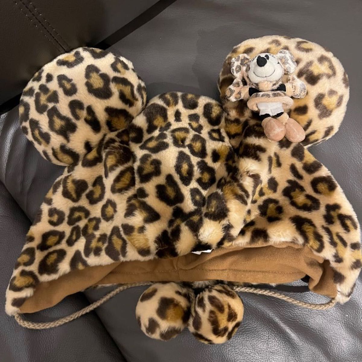ディズニー ミニーちゃん ファンキャップ ヒョウ柄 シルバー