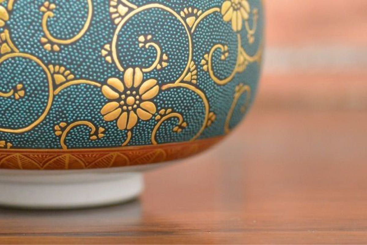 林伊平細密青粒鉄線唐絵文煎茶器揃え茶具九谷焼