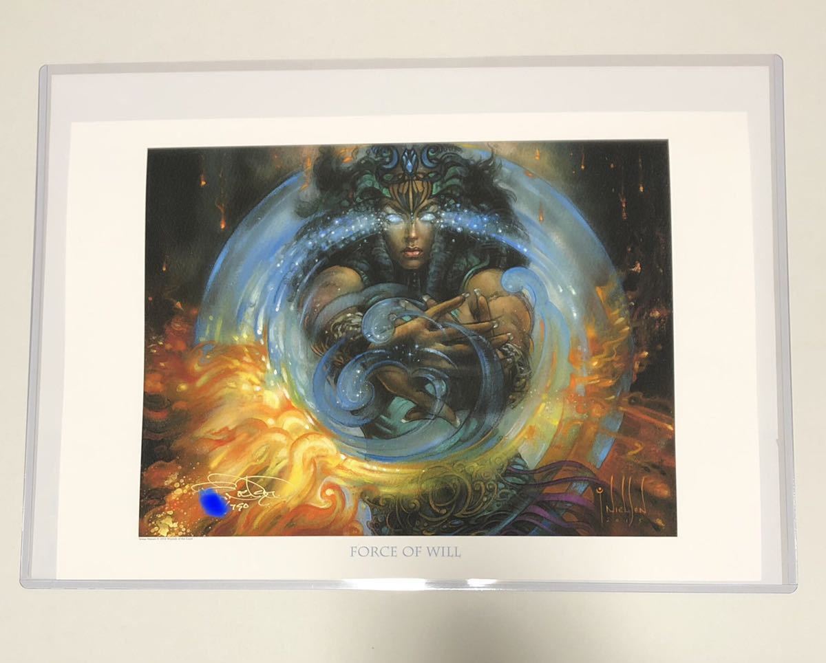 アートプリント MTG Force of Will 意志の力 サイン入り ニールセン氏