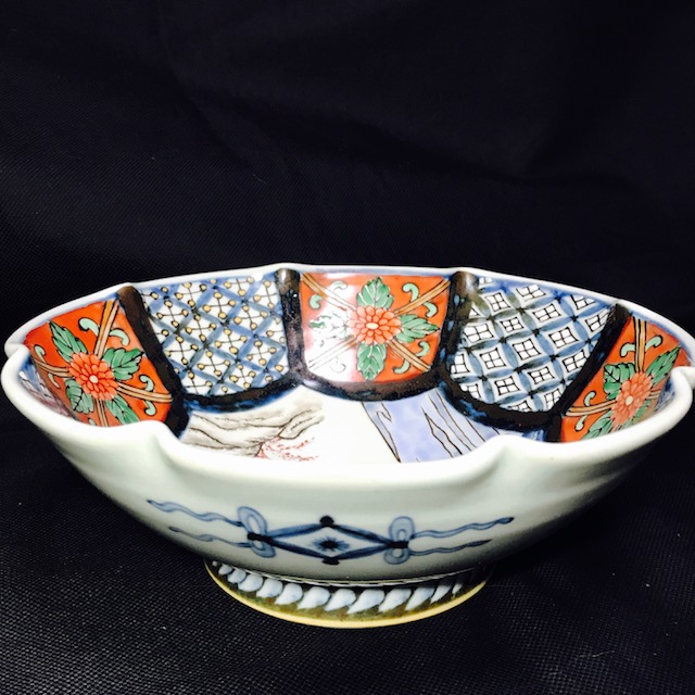 有田焼 佐藤走波 在銘 五代 染錦鳥花文 大鉢 19㎝ 有田焼 佐藤走波 在