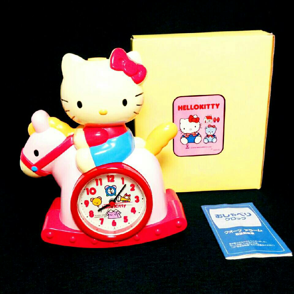 HELLO KITTY】おしゃべり目覚まし時計 木馬キティ 当時物 希少 レア