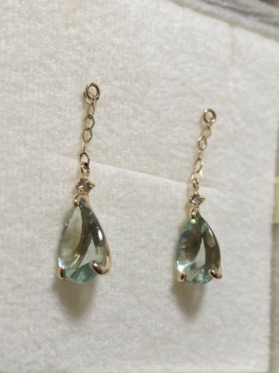 TAKE-UP テイクアップ ピアスチャーム K10YG グリーンクォーツ｜Yahoo