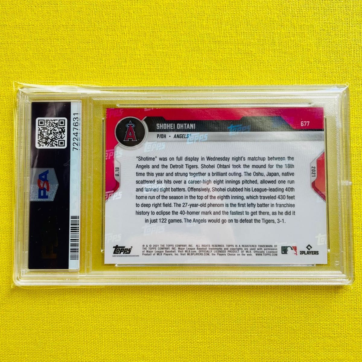 PSA10】大谷翔平 40号ホームラン 8勝目 MLB カード topps now｜Yahoo