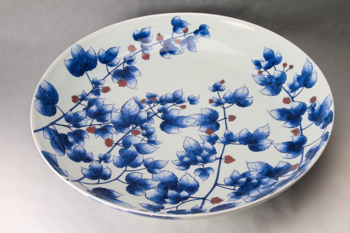 紅彩文／飾皿】大皿 京都 陶芸家 長谷川勇 新品未使用 共箱 【公式通販】