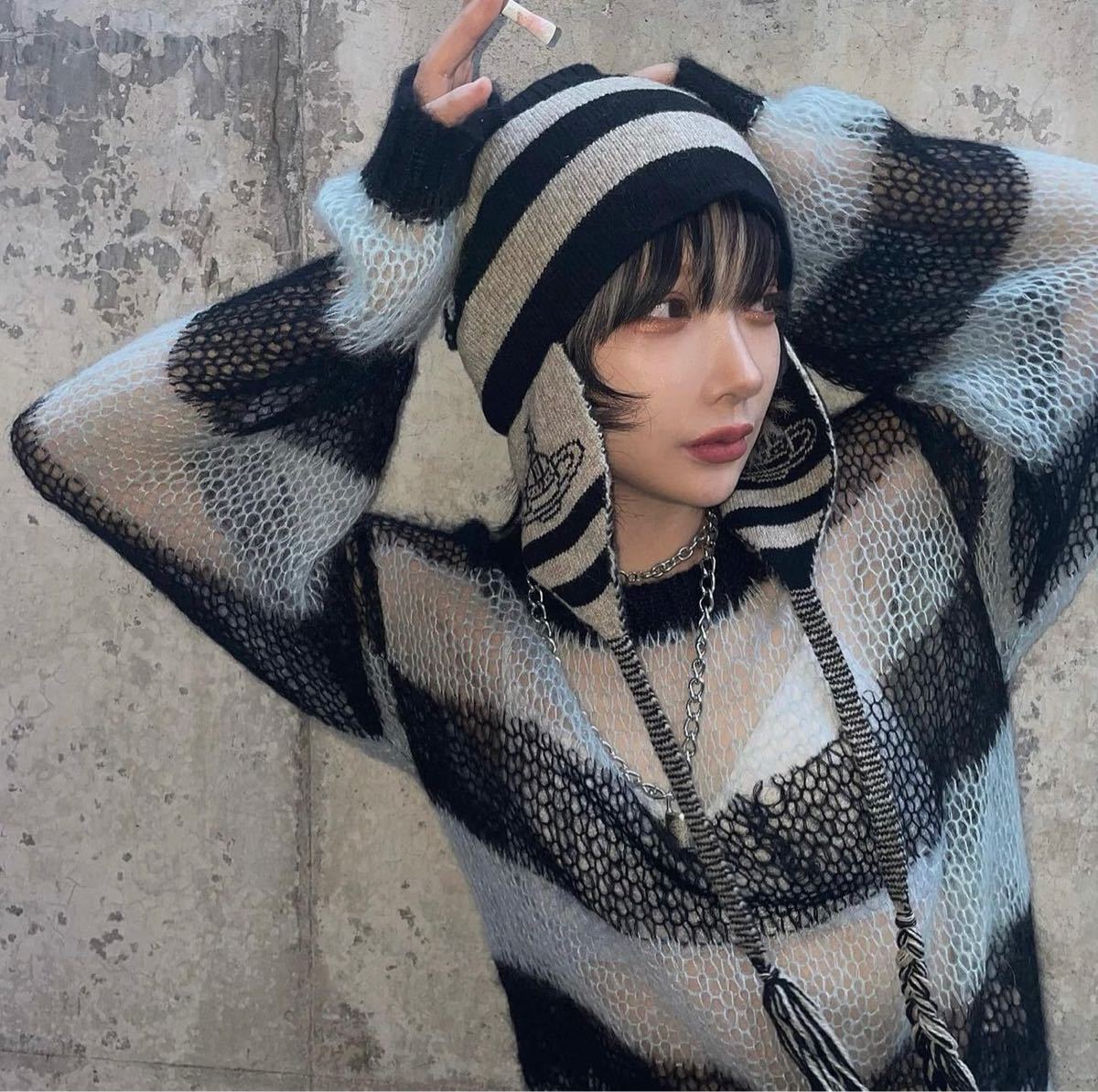 Vivienne Westwood キャットイヤーニット帽 猫耳 ブラック Vivienne