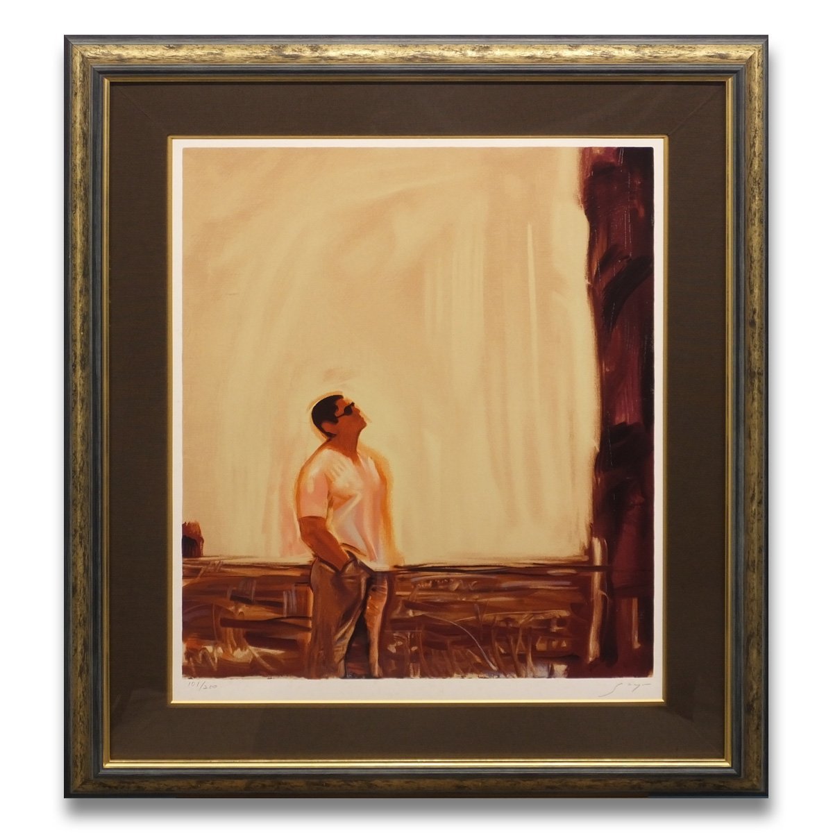 福山小夜 「高倉健の世界」版画 シルクスクリーン 黄金の服 大型 額装