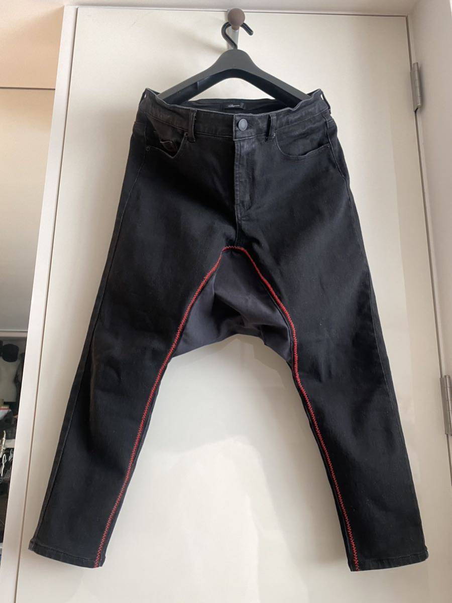 即納】サルエル パンツ デニム 黒 ブラック スキニー M 検 GACKT